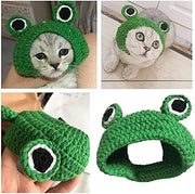 Handmade Knitted Woolen Yarn Frog Cap for Dog Puppy