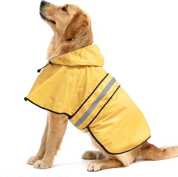 Adjustable Raincoat for Dogs, Lightweight Hooded Dog Raincoats Poncho Slicker, Waterproof Rain Jacket