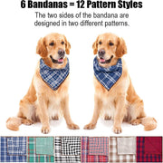 6PCS Birthday Gift Washable Green Black Brown Blue Red Square Plaid Printing Dog Bib